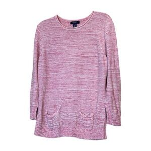 Chaps Heathered Pink Crew Neck Sweater
